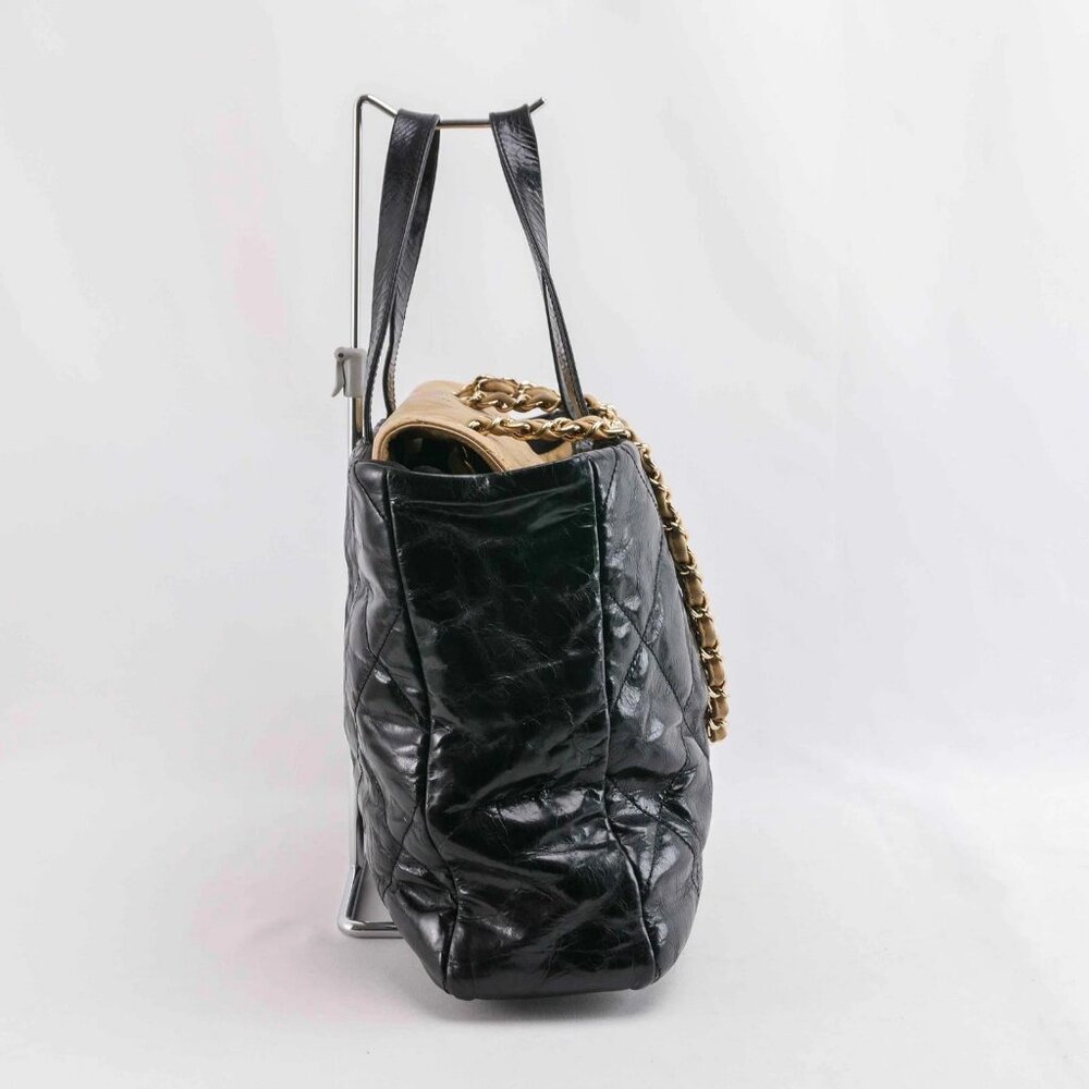 Authentic Chanel Black/Beige Quilted Glazed Leather Portobello Tote - Picture 13 of 15
